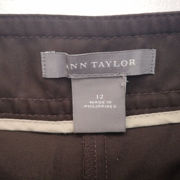 Anne Taylor Ladies Size 12 Dark Brown Straight Legs Casual Pants - Picture 3 of 12